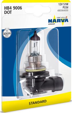 Narva 480064000 - Лампа 12V HB4(9006) 51W P22d блистер (1шт.) Standard NARVA autosila-amz.com