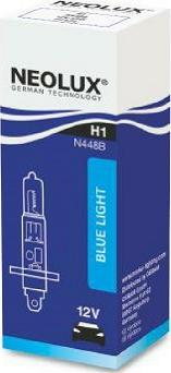 NEOLUX® N448B - Лампа автомобильная галогенная N448B-BLUE LIGHT (H1) 55W 12V P14.5S 10X10X1 NEOLUX, autosila-amz.com