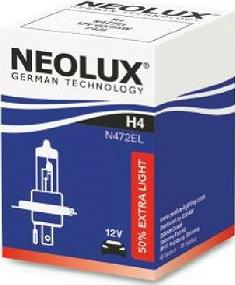 NEOLUX® N472EL - лампа Extra Light! 1шт. (H4) 12V 60/55W P43t на 50% больше света на дороге (картон)\ autosila-amz.com