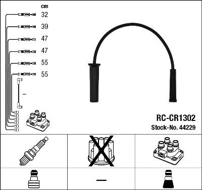 NGK 44229 - Комплекты высоковольтных проводов RC-CR1302 CHRYSLER VOYAGER -08 3.3 autosila-amz.com