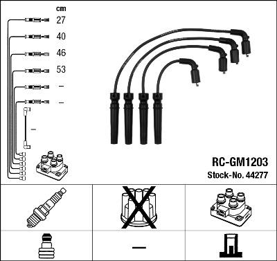 NGK 44277 - RC-GM1203 к-кт проводов!\ Chevrolet Aveo T200 1.4 03-08/Rezzo 1.6 03.05> autosila-amz.com