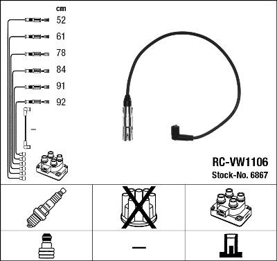 NGK 6867 - Комплект в/в проводов RC-VW1106 autosila-amz.com