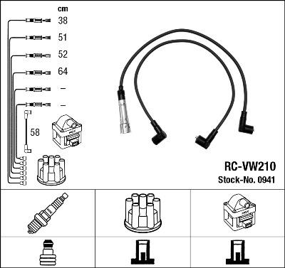 NGK 0941 - Комплект в/в проводов RC-VW210 autosila-amz.com
