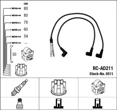 NGK 0511 - Комплект в/в проводов RC-AD211 autosila-amz.com