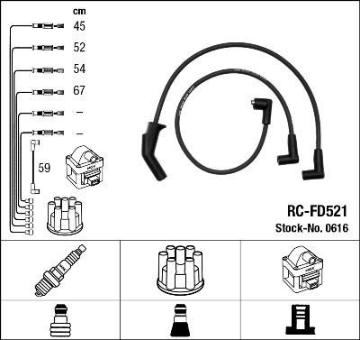 NGK 0616 - Комплект в/в проводов RC-FD521 autosila-amz.com