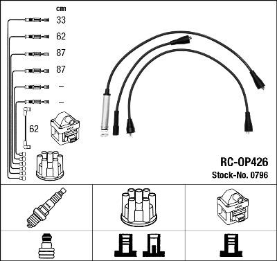 NGK 0796 - Комплект в/в проводов RC-OP426 autosila-amz.com
