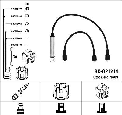 NGK 1683 - Комплект в/в проводов RC-OP1214 autosila-amz.com