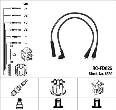 NGK 8569 - Комплект в/в проводов RC-FD825 autosila-amz.com