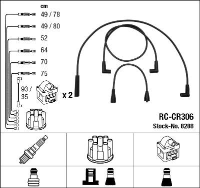 NGK 8288 - Комплект проводов зажигания autosila-amz.com