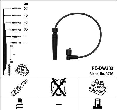 NGK 8276 - Комплект в/в проводов RC-DW302 autosila-amz.com