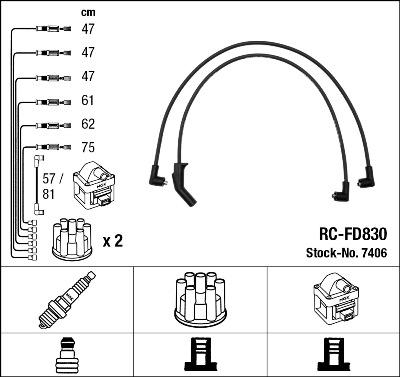 NGK 7406 - Комплект проводов зажигания autosila-amz.com