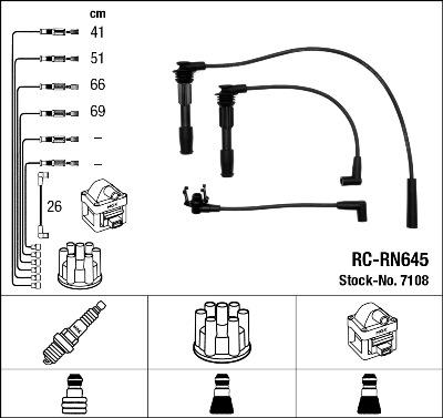 NGK 7108 - Комплект проводов зажигания autosila-amz.com