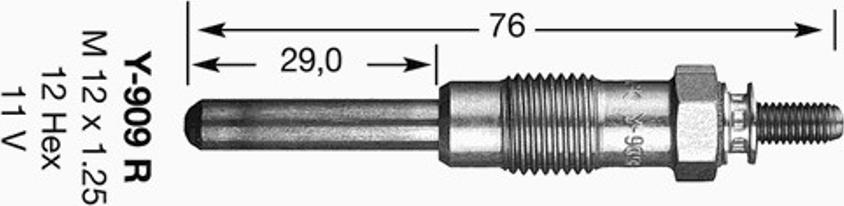 NGK Y-909R - Свеча накаливания autosila-amz.com