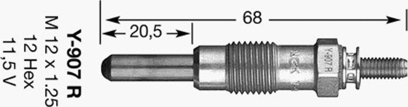 NGK Y-907R - Свеча накаливания autosila-amz.com