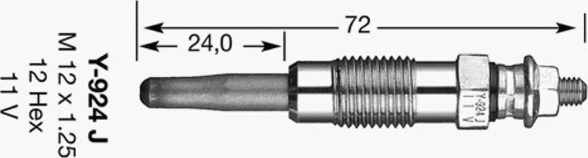 NGK Y-924J - Свеча накаливания autosila-amz.com