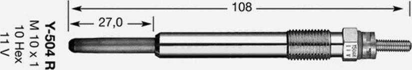 NGK Y-504 R - Свеча накаливания autosila-amz.com