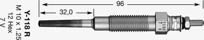 NGK Y-118 R - Свеча накаливания autosila-amz.com