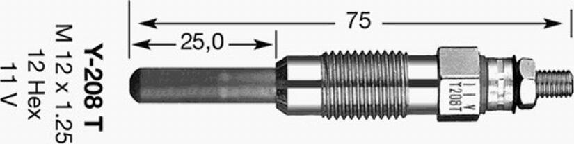 NGK Y-208 T - Свеча накаливания autosila-amz.com