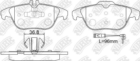 NiBK PN0460W - Тормозные колодки, дисковые, комплект autosila-amz.com