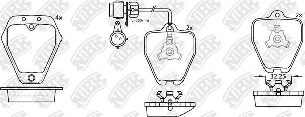 NiBK PN0105W - Тормозные колодки, дисковые, комплект autosila-amz.com