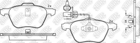 NiBK PN0224W - Тормозные колодки, дисковые, комплект autosila-amz.com