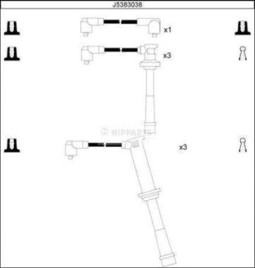 Nipparts J5383038 - Комплект проводов зажигания autosila-amz.com