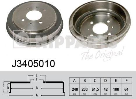 Nipparts J3405010 - Тормозной барабан autosila-amz.com