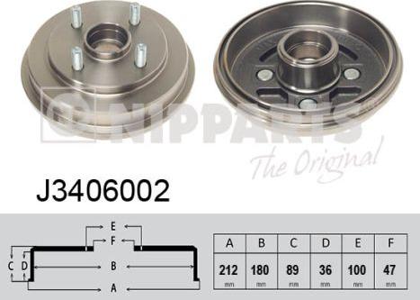 Nipparts J3406002 - Тормозной барабан autosila-amz.com