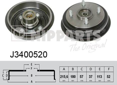 Nipparts J3400520 - Тормозной барабан autosila-amz.com