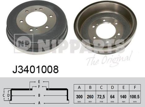 Nipparts J3401008 - Тормозной барабан autosila-amz.com