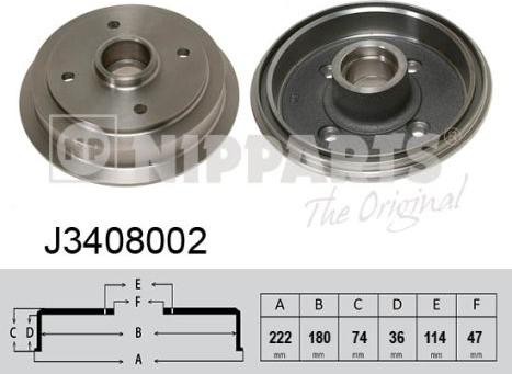 Nipparts J3408002 - Тормозной барабан autosila-amz.com