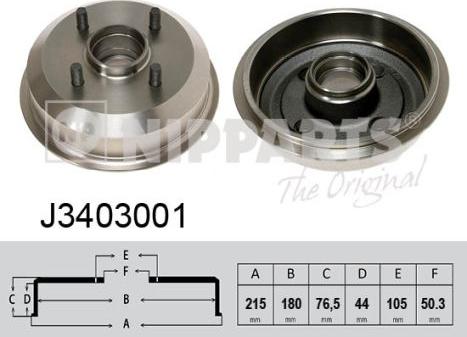 Nipparts J3403001 - Тормозной барабан autosila-amz.com