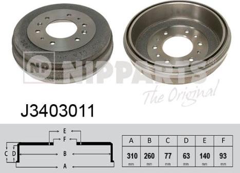 Nipparts J3403011 - Тормозной барабан autosila-amz.com