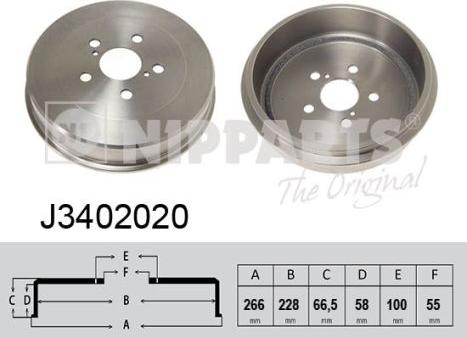 Nipparts J3402020 - Тормозной барабан autosila-amz.com