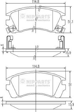 Nipparts J3601049 - Тормозные колодки, дисковые, комплект autosila-amz.com