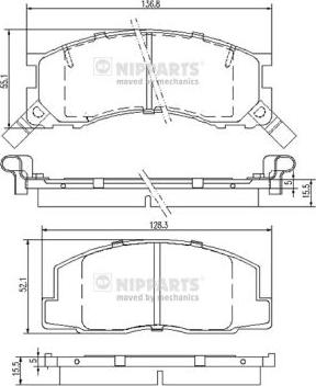 Nipparts J3602050 - Тормозные колодки, дисковые, комплект autosila-amz.com