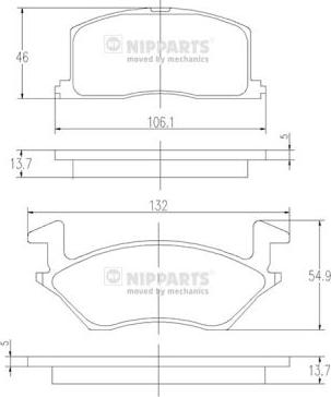 Nipparts J3602057 - Тормозные колодки, дисковые, комплект autosila-amz.com