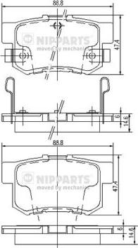 Nipparts J3614008 - Тормозные колодки, дисковые, комплект autosila-amz.com