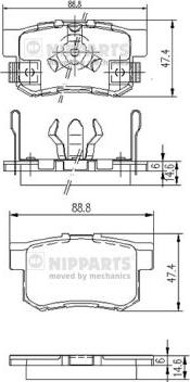 Nipparts J3614017 - колодки дисковые задние!\ Honda Accord 1.8-2.3/2.0TD 90-99, Rover 600 1.8-2.3 93> autosila-amz.com