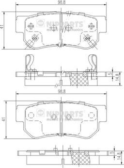 Nipparts J3610509 - Тормозные колодки, дисковые, комплект autosila-amz.com