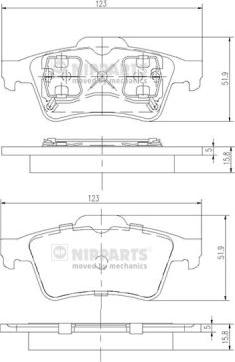 Nipparts J3611045 - Тормозные колодки, дисковые, комплект autosila-amz.com