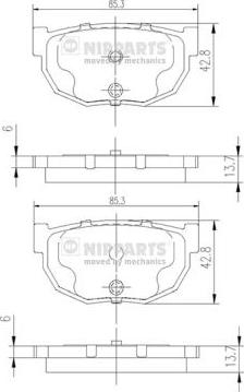 Nipparts J3611021 - Тормозные колодки, дисковые, комплект autosila-amz.com