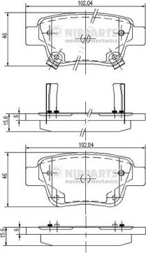 Nipparts J3612030 - колодки дисковые задние!\ Toyota Avensis 1.6i-2.4 D-4D 03> autosila-amz.com