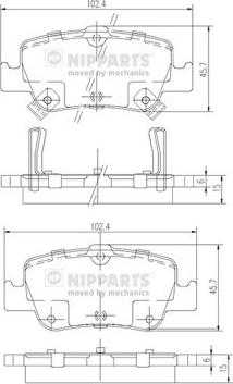 Nipparts J3612033 - Тормозные колодки, дисковые, комплект autosila-amz.com