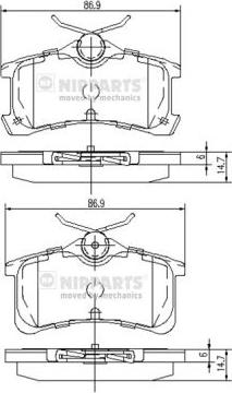 Nipparts J3612026 - колодки дисковые задние!\ Toyota Corolla 1.4i/1.6i/2.0D 97-00 autosila-amz.com