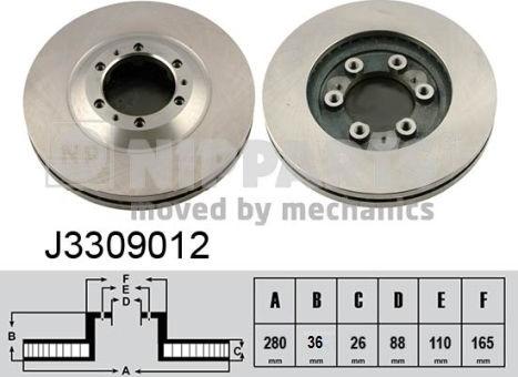 Nipparts J3309012 - Тормозной диск autosila-amz.com