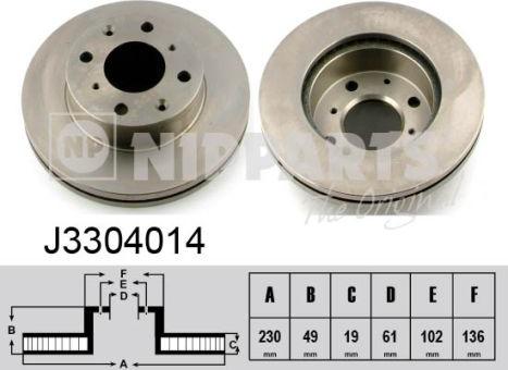 Nipparts J3304014 - Тормозной диск autosila-amz.com