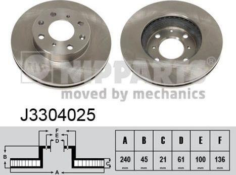 Nipparts J3304025 - Тормозной диск autosila-amz.com