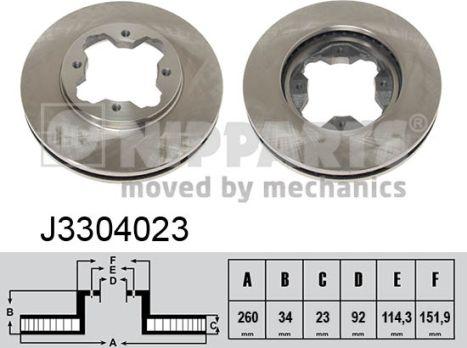 Nipparts J3304023 - Тормозной диск autosila-amz.com