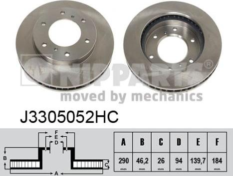 Nipparts J3305052HC - Тормозной диск autosila-amz.com